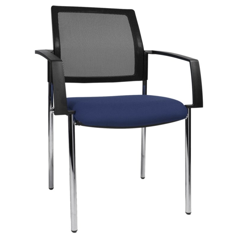Topstar chaise visiteur BtoB 10 Netz, bleu, empilable, piètement chromé